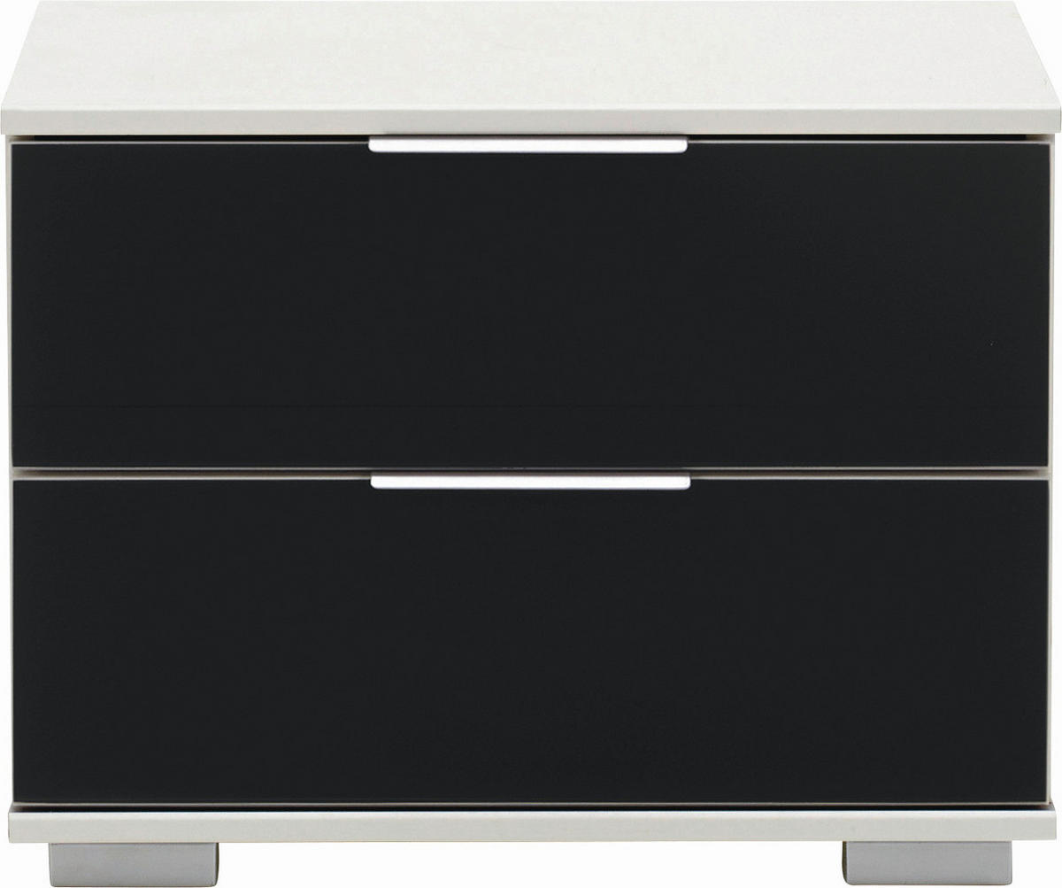 NACHTKÄSTCHEN 52/40/38 cm  in Schwarz, Weiß  - Alufarben/Schwarz, Design, Glas/Holzwerkstoff (52/40/38cm) - Carryhome