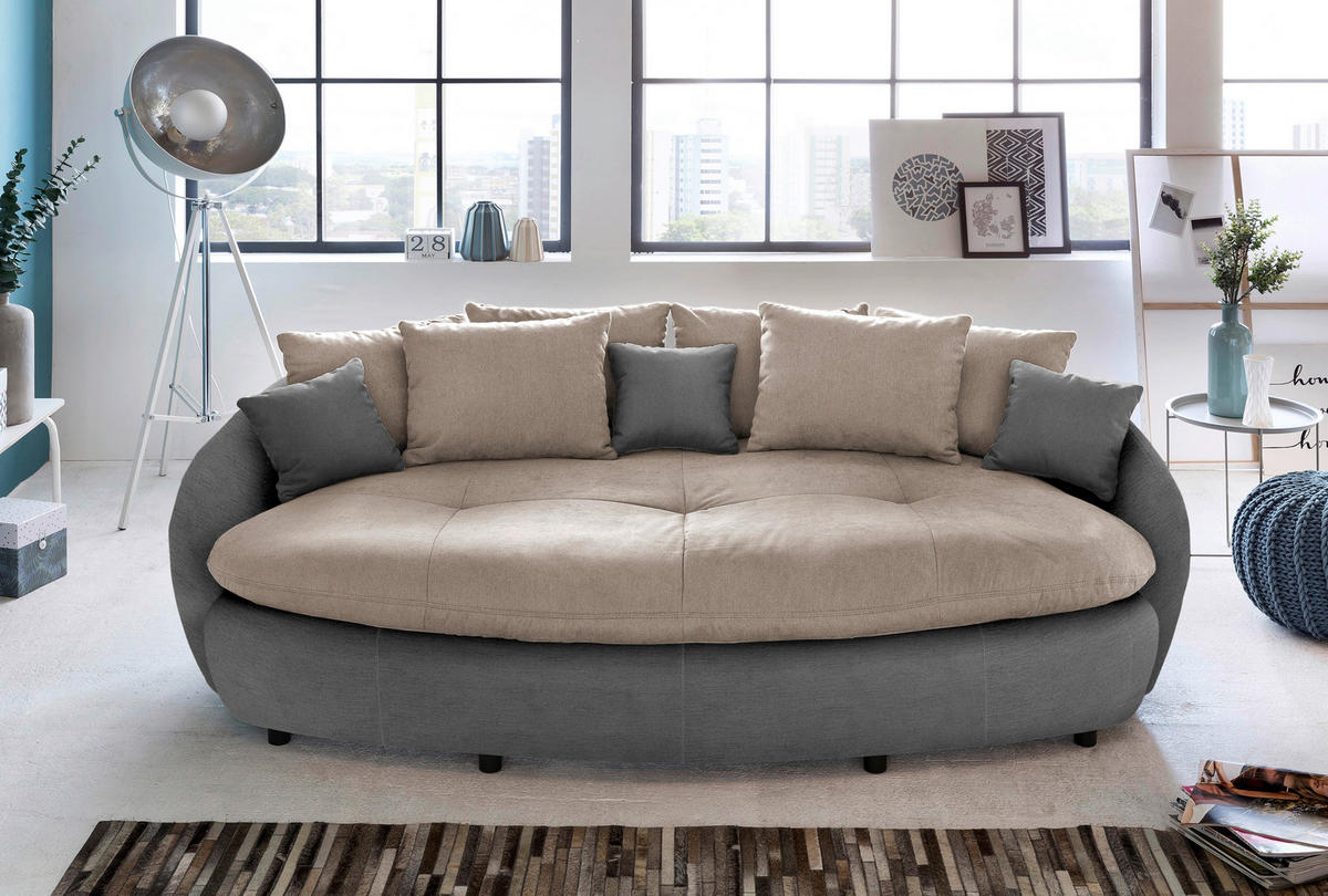 MEGASOFA Webstoff Creme, Taupe  - Taupe/Creme, LIFESTYLE, Textil (238/80/140cm) - MID.YOU