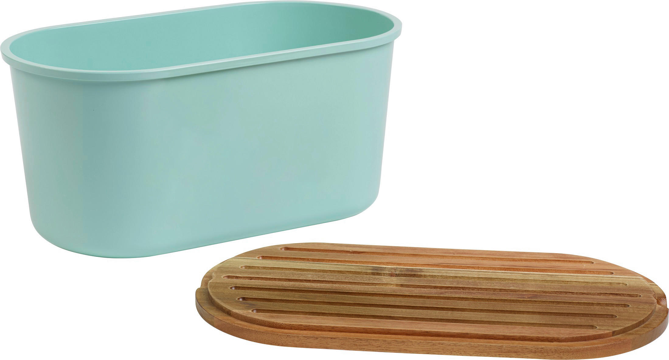BOX NA CHLIEB,  - farba akácie/tyrkysová, Basics, drevo/plast (21,50/37,00/17,20cm) - Echtwerk