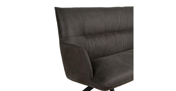 SITZBANK 203,5/87/64 cm Mikrofaser Schwarz, Dunkelgrau  - Dunkelgrau/Schwarz, Design, Textil/Metall (203,5/87/64cm) - Novel