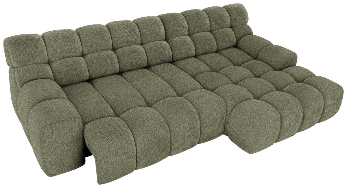 Ecksofa inkl. Funktion Olivgrün Webstoff  - Schwarz/Olivgrün, MODERN, Kunststoff/Textil (297/180cm) - Welnova