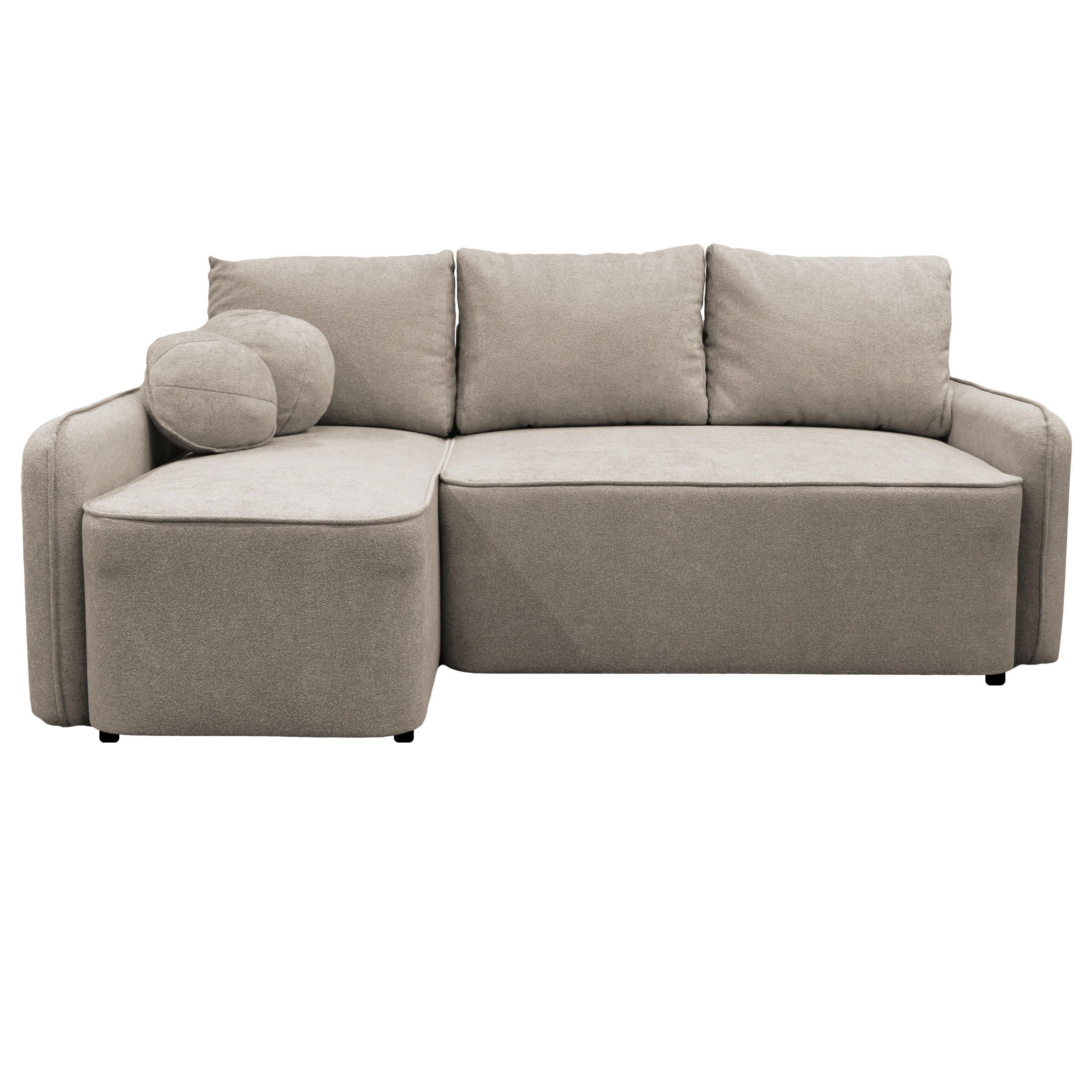 ECKSOFA Taupe Struktur, Bouclé  - Taupe/Schwarz, Design, Kunststoff/Textil (143/209cm) - MID.YOU