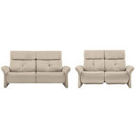SITZGARNITUR in Echtleder Creme  - Creme/Schwarz, Konventionell, Leder/Kunststoff (209/107/91cm) - Himolla Komfortklass