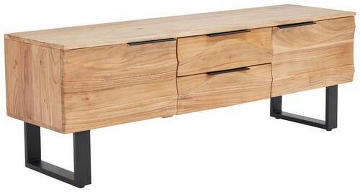 LOWBOARD  in 145/50/40 cm  - Schwarz/Akaziefarben, Modern, Holz/Metall (145/50/40cm) - Livetastic