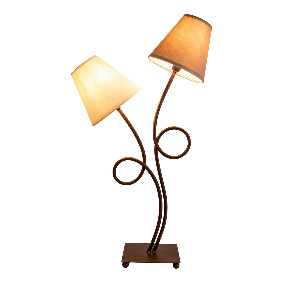 TISCHLEUCHTE 38/65 cm  - Braun, LIFESTYLE, Textil/Metall (38/65cm) - Näve