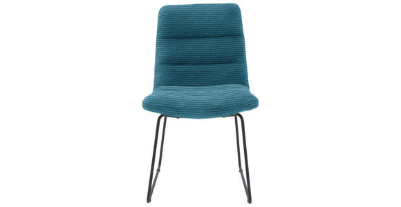 STUHL  in Cord Textil  - Petrol/Schwarz, Design, Textil/Metall (52/88/66cm) - Dieter Knoll