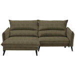 ECKSOFA in Velours Olivgrün  170/238 cm  - Schwarz/Olivgrün, Design, Holz/Textil (170/238cm) - Carryhome