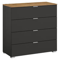 KOMMODE 80/81/42 cm Graphitfarben, Eichefarben  - Eichefarben/Alufarben, Trend, Holzwerkstoff/Kunststoff (80/81/42cm) - Stylife