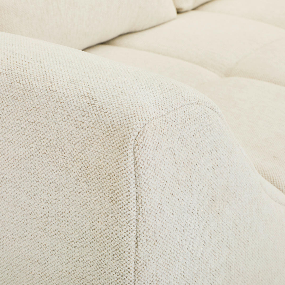 ECKSOFA in Flachgewebe Creme  306/202 cm  - Buchefarben/Creme, KONVENTIONELL, Holz/Textil (306/202cm) - Carryhome