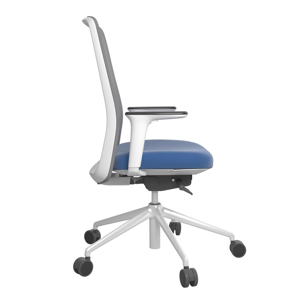 DREHSTUHL Lederlook Blau, Grau, Weiß  - Blau/Weiß, MODERN, Kunststoff/Textil (70/103-115/70cm)