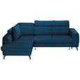 ECKSOFA Blau Chenille  - Blau/Schwarz, KONVENTIONELL, Textil/Metall (185/266cm) - Carryhome