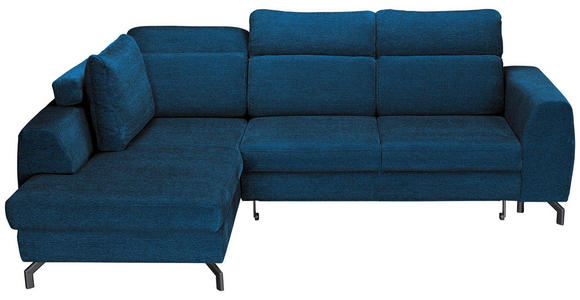 ECKSOFA Blau Chenille  - Blau/Schwarz, KONVENTIONELL, Textil/Metall (185/266cm) - Carryhome