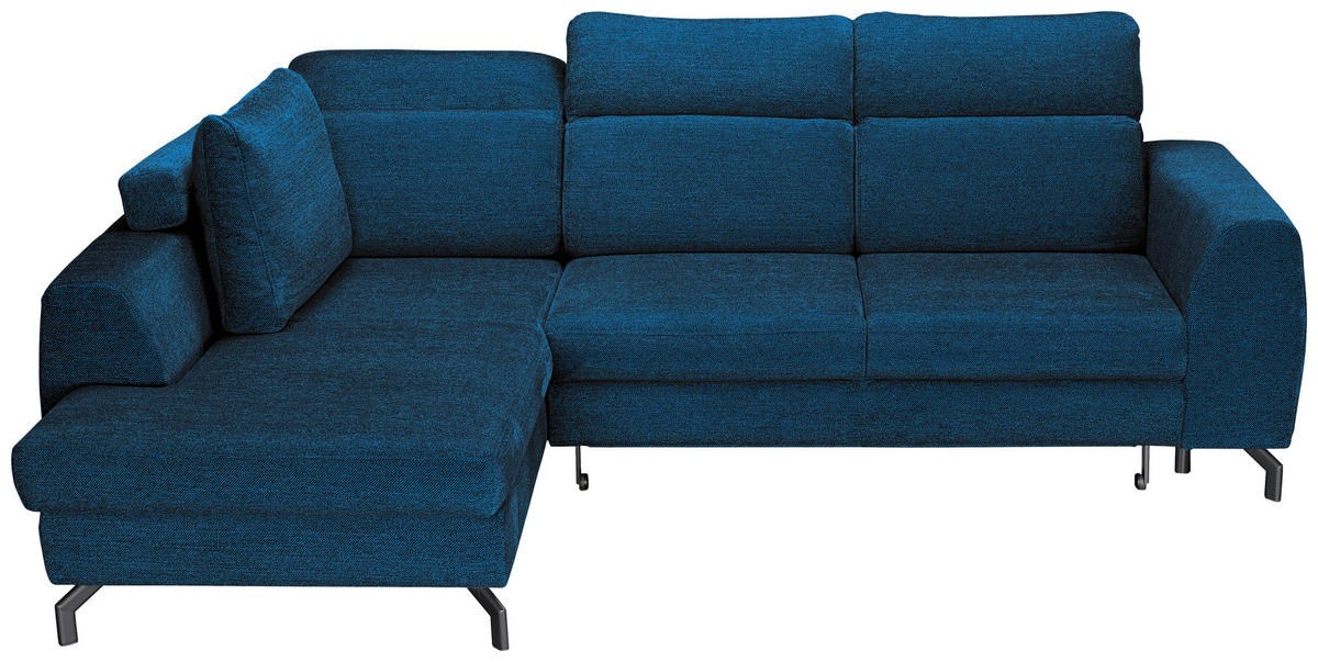 ECKSOFA Blau Chenille  - Blau/Schwarz, KONVENTIONELL, Textil/Metall (185/240cm) - Carryhome