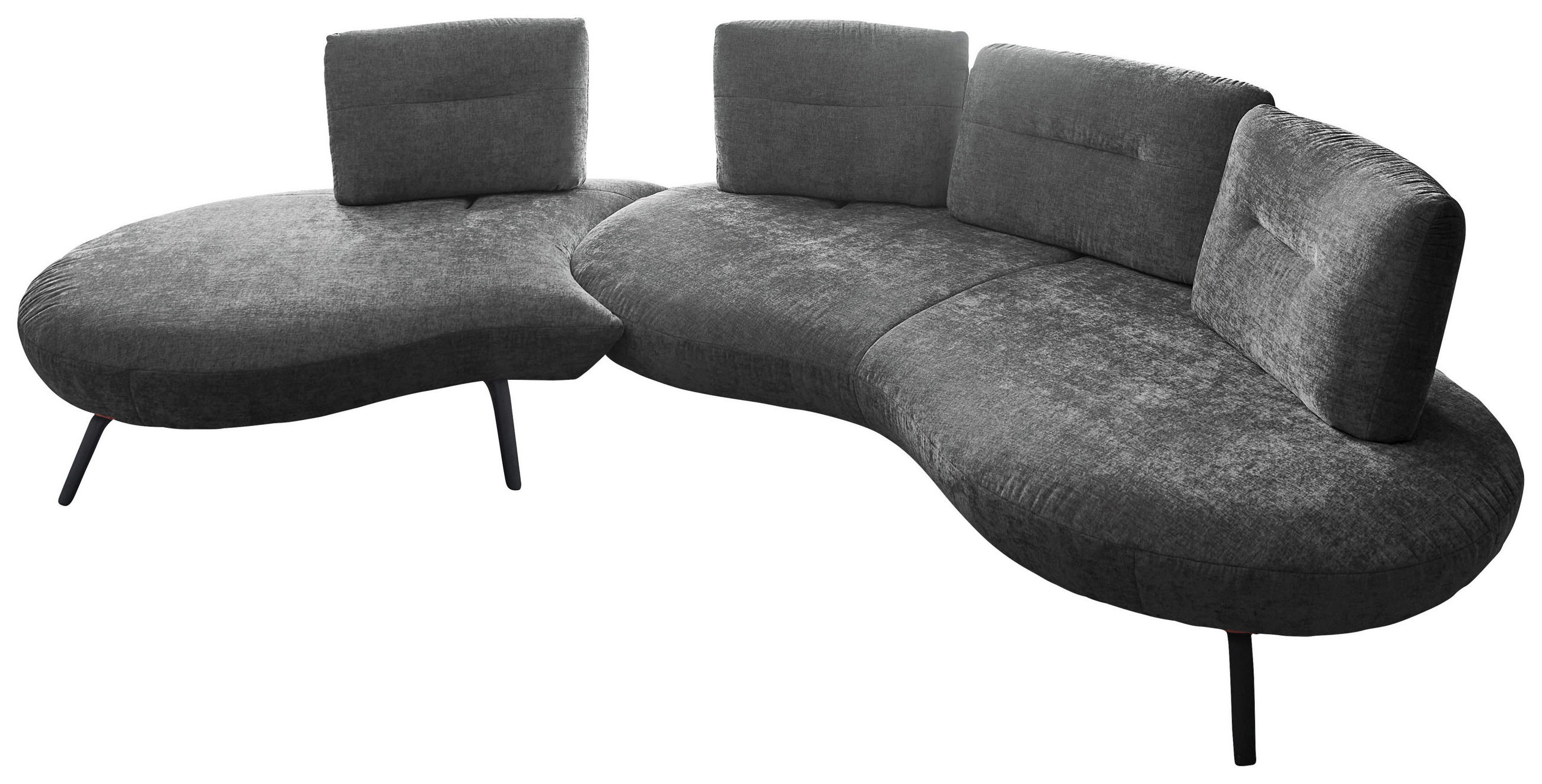 BIGSOFA Flachgewebe Anthrazit  - Anthrazit/Schwarz, Design, Textil/Metall (456/93/138cm) - Moderano