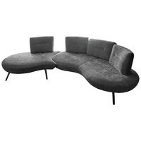 BIGSOFA Flachgewebe Anthrazit  - Anthrazit/Schwarz, Design, Textil/Metall (456/93/138cm) - Moderano
