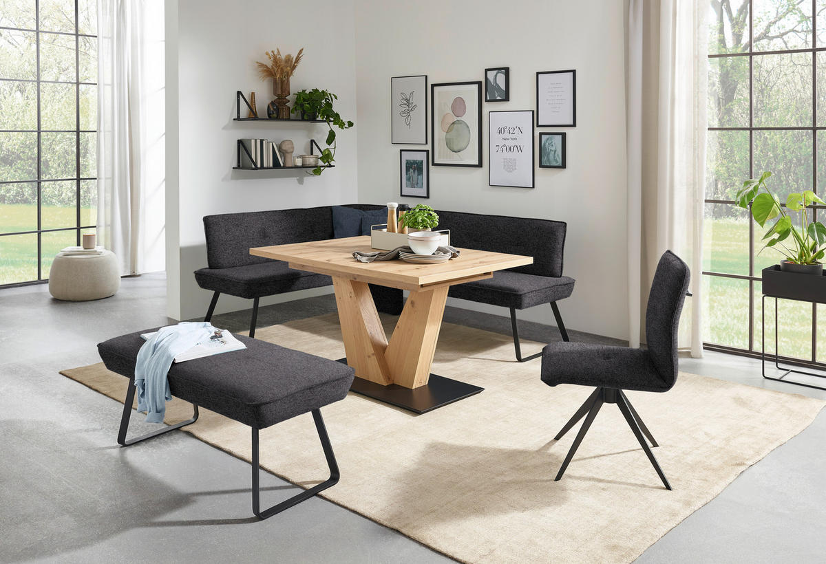 HOCKERBANK 118/50/51 cm   - Anthrazit/Schwarz, Design, Textil/Metall (118/50/51cm) - Dieter Knoll