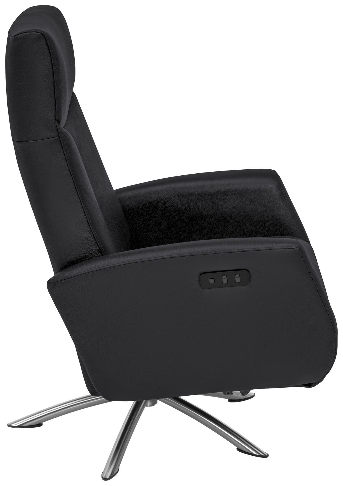 RELAXSESSEL in Leder Anthrazit  - Anthrazit/Silberfarben, Design, Leder/Metall (73/105/82cm) - Welnova