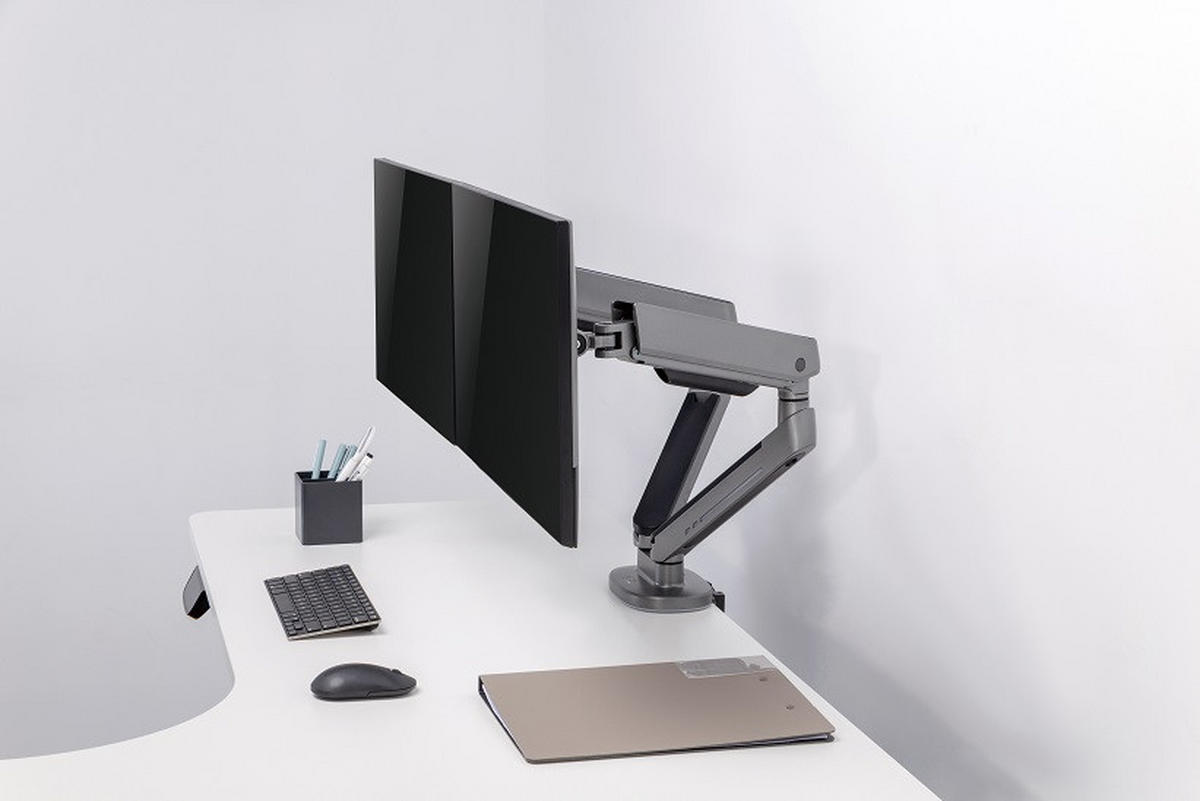 MONITOR-HALTERUNG Metall, Kunststoff Dunkelgrau  - Dunkelgrau, Design, Kunststoff/Metall (105/62,2/15,2cm) - Boxxx