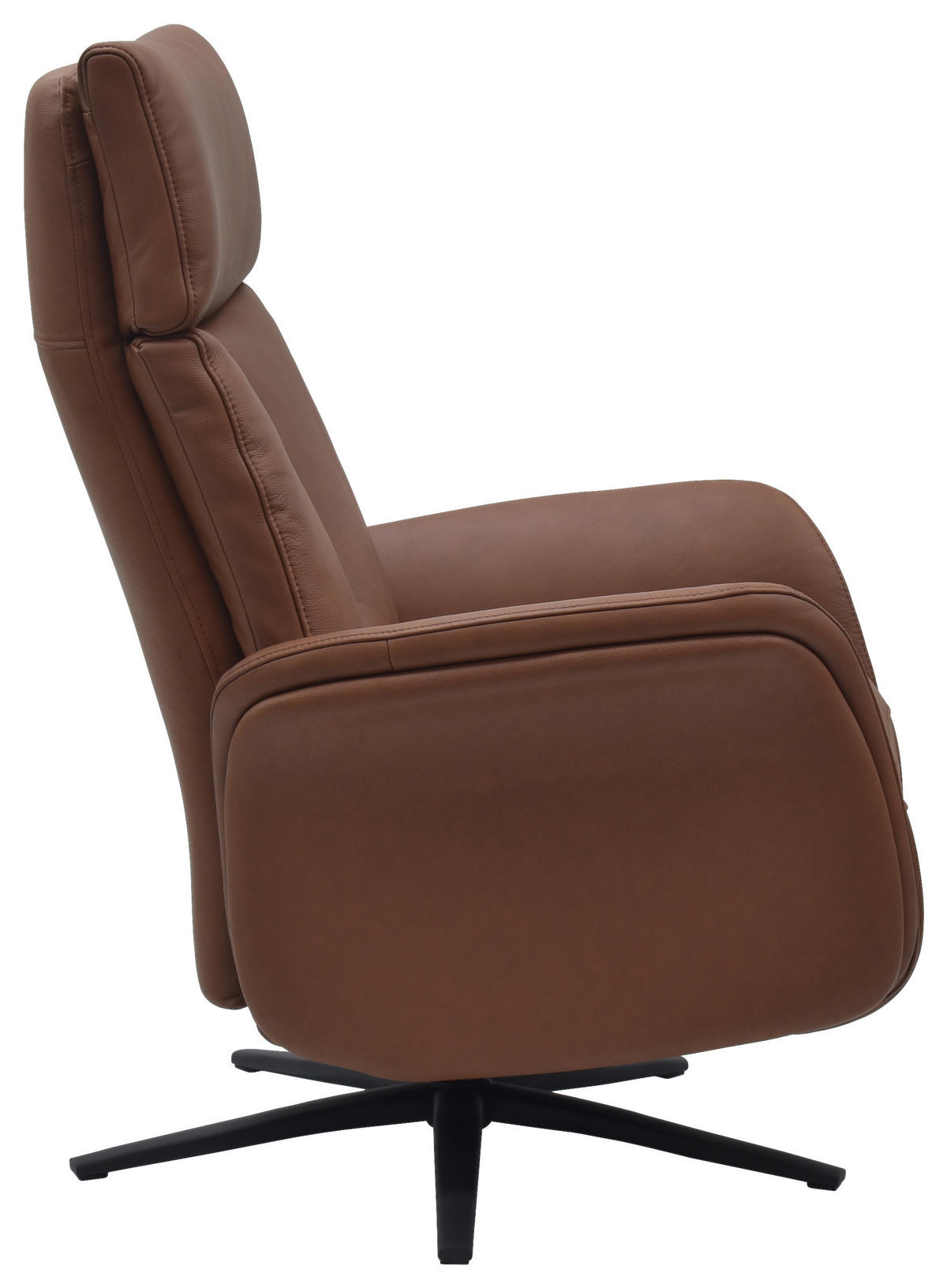 RELAXSESSEL Lederlook Echtleder    - Cognac/Schwarz, Design, Leder/Holz (75/109/84/148/84cm) - Livetastic