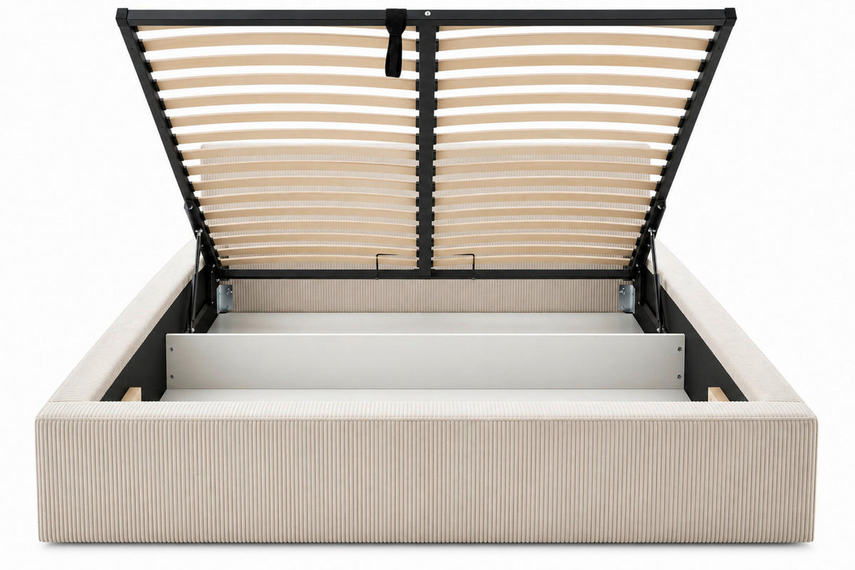 POLSTERBETT Lattenrost, Bettkasten Beige 200/200 cm  - Beige/Schwarz, MODERN, Holz/Kunststoff (200/200cm) - MID.YOU