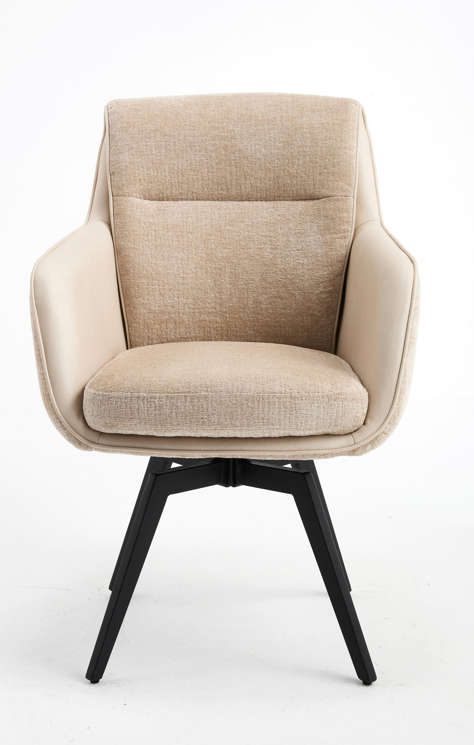 ARMLEHNSTUHL  in Eisen Chenille, Jacquard  - Beige/Schwarz, MODERN, Textil/Metall (63/91/68cm) - Livetastic