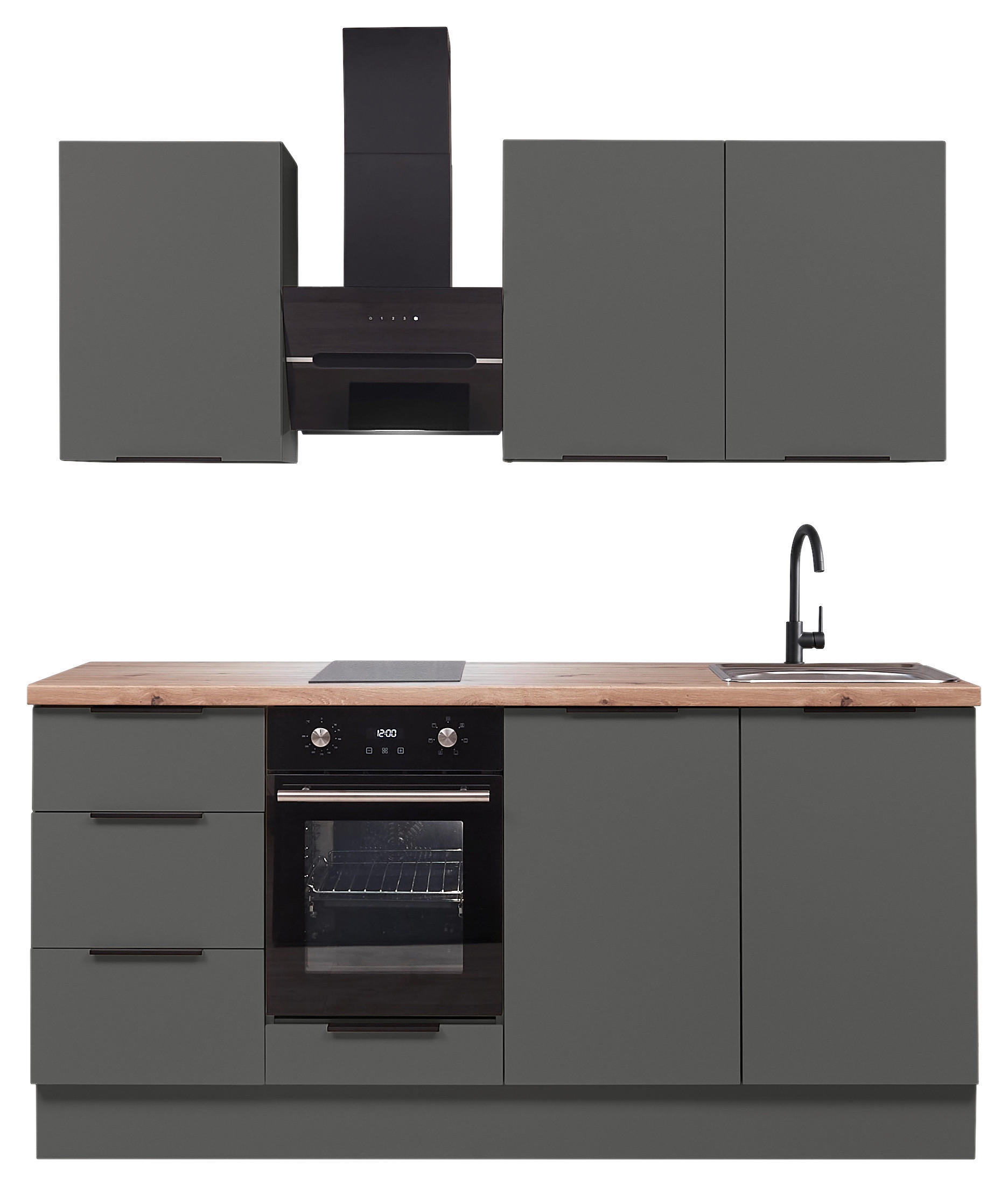 KÜCHENLEERBLOCK   in Graphitfarben  - Schwarz/Graphitfarben, Basics, Holzwerkstoff/Metall (180/210/60cm) - Carryhome