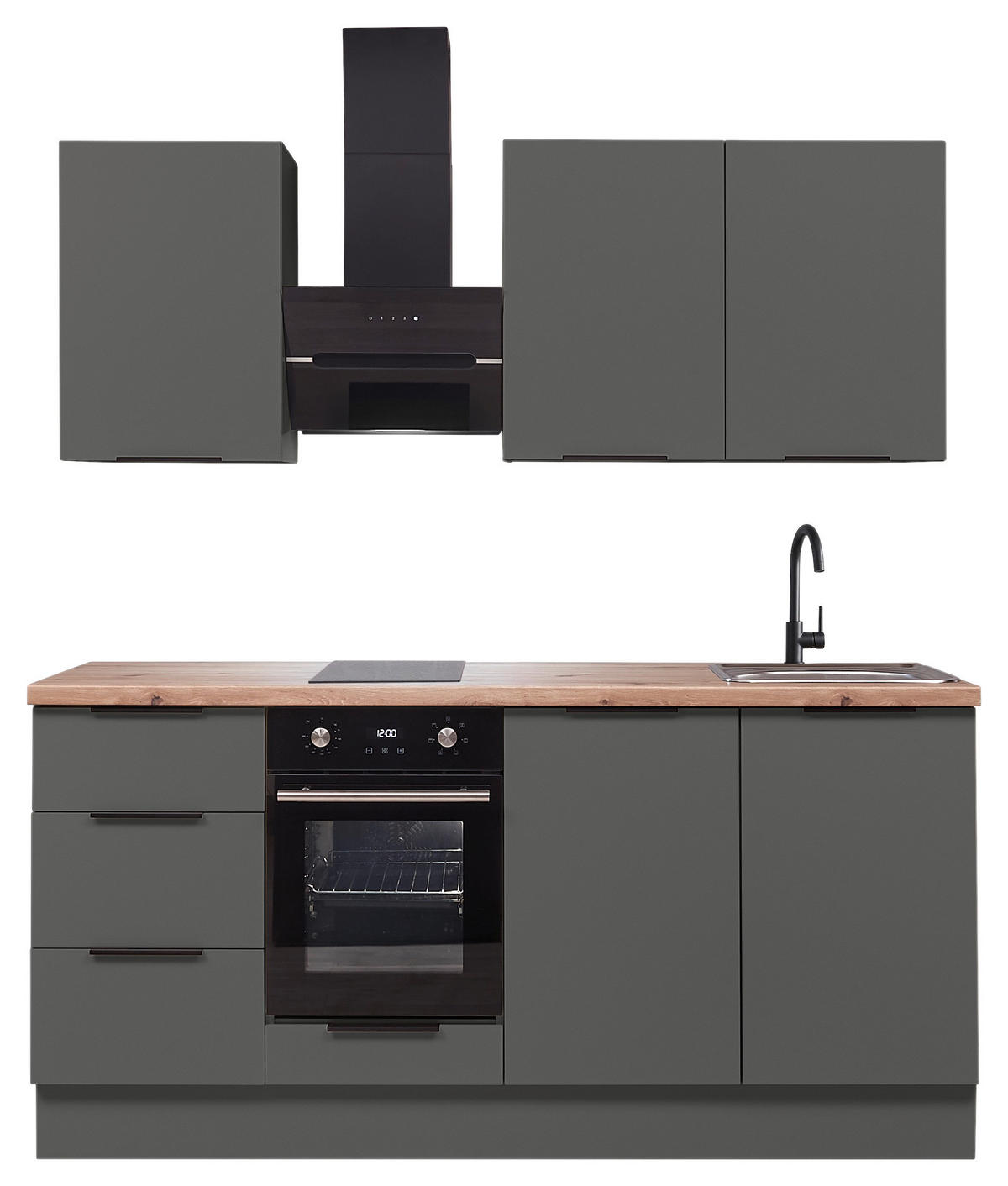 KÜCHENLEERBLOCK   in Graphitfarben  - Schwarz/Graphitfarben, Basics, Holzwerkstoff/Metall (180/210/60cm) - Carryhome