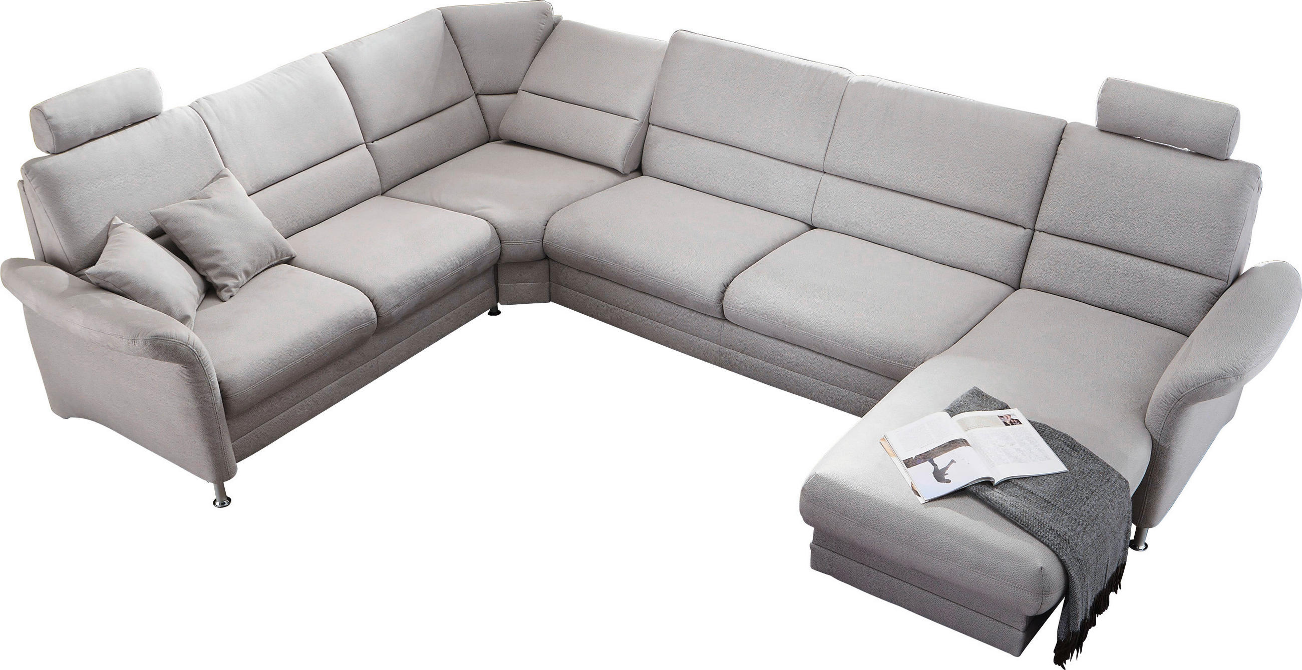 WOHNLANDSCHAFT Grau Webstoff  - Alufarben/Grau, KONVENTIONELL, Textil/Metall (244/334/165cm) - Beldomo System