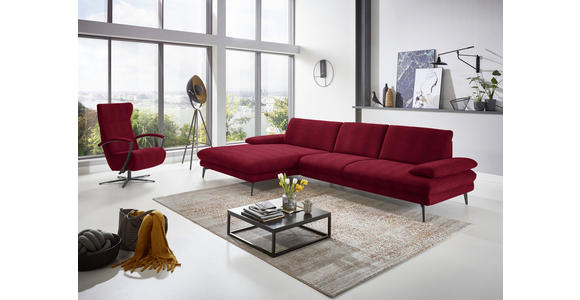 ECKSOFA in Chenille Rot  - Rot/Schwarz, Design, Textil/Metall (180/310cm) - Dieter Knoll