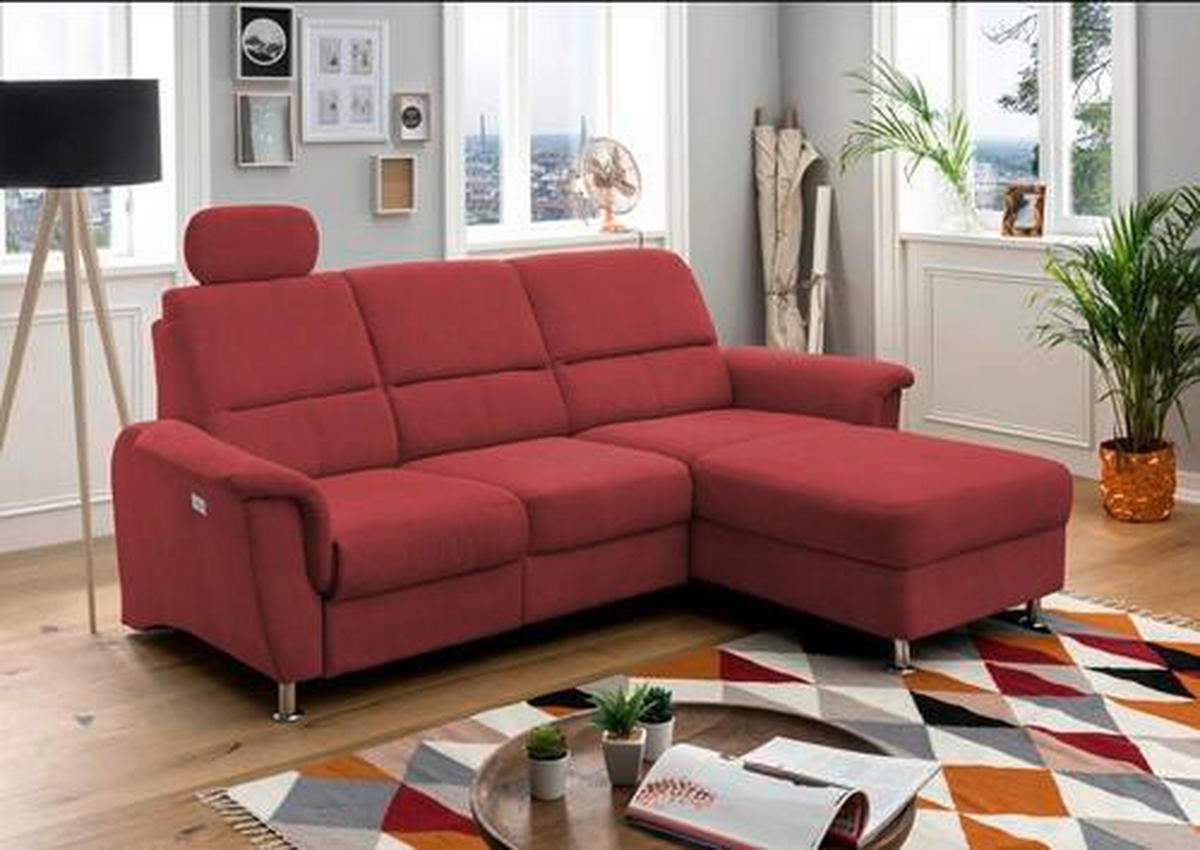 ECKSOFA in Mikrofaser Rot  - Chromfarben/Rot, Modern, Textil/Metall (231/165cm) - Livetastic