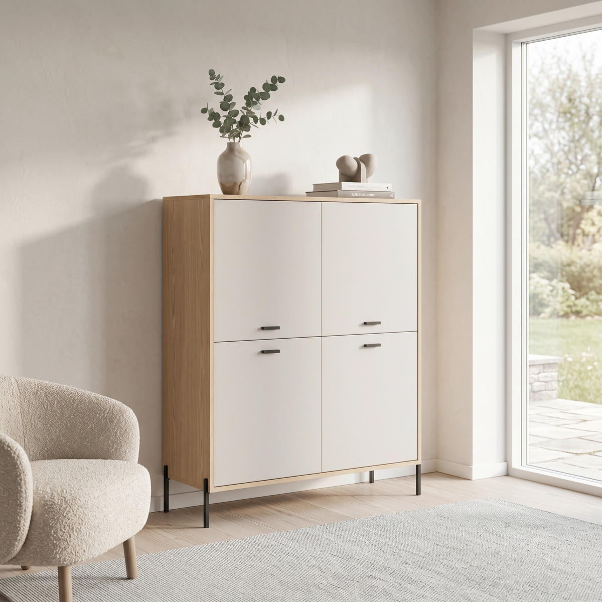 HIGHBOARD , 115/140/40 cm,  - Kaschmir/Eichefarben, Design, Holzwerkstoff/Metall (115/140/40cm) - MID.YOU