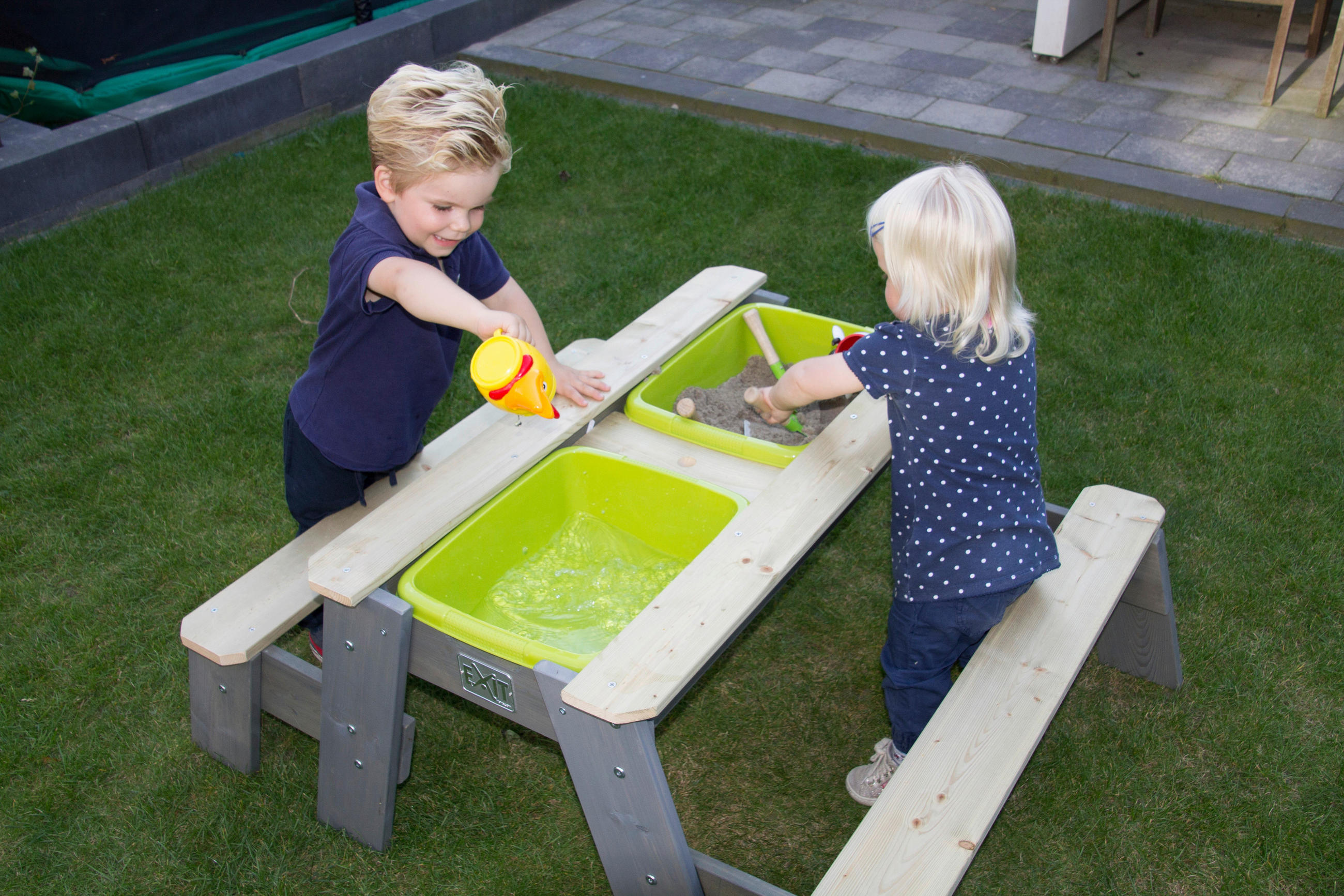 SAND- OCH VATTENBORD - grå, Klassisk, trä (120/94/50cm) - EXIT Toys