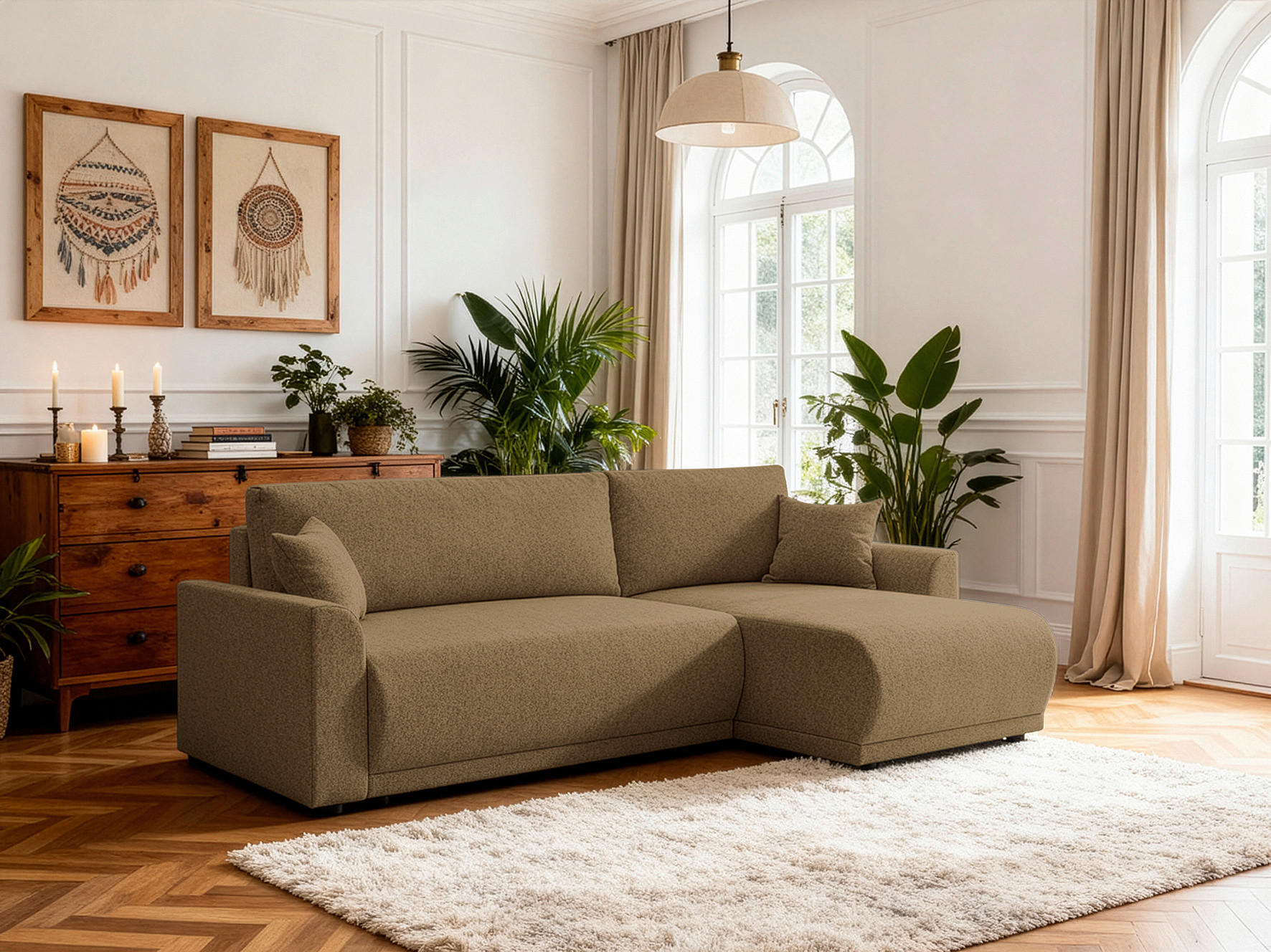 ECKSOFA KIMMY Braun Flachgewebe Zierkissen, Rückenkissen, Bettkasten  - Schwarz/Braun, Design, Kunststoff/Textil (233/146cm) - P & B