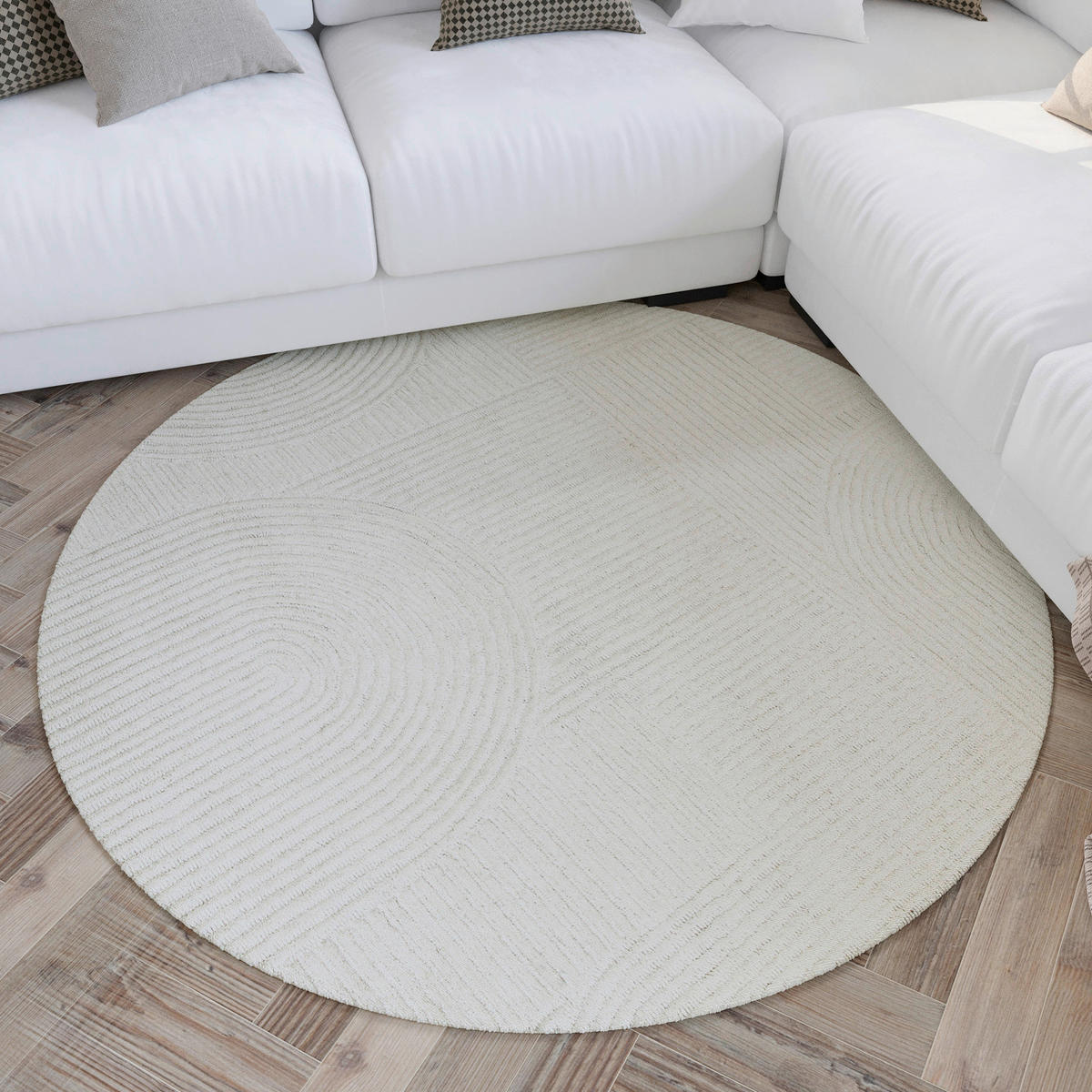 WEBTEPPICH Wohnzimmer 200 cm Hamptons Thirtysix Creme rund  - Creme, Design, Textil (200cm) - WECON HOME