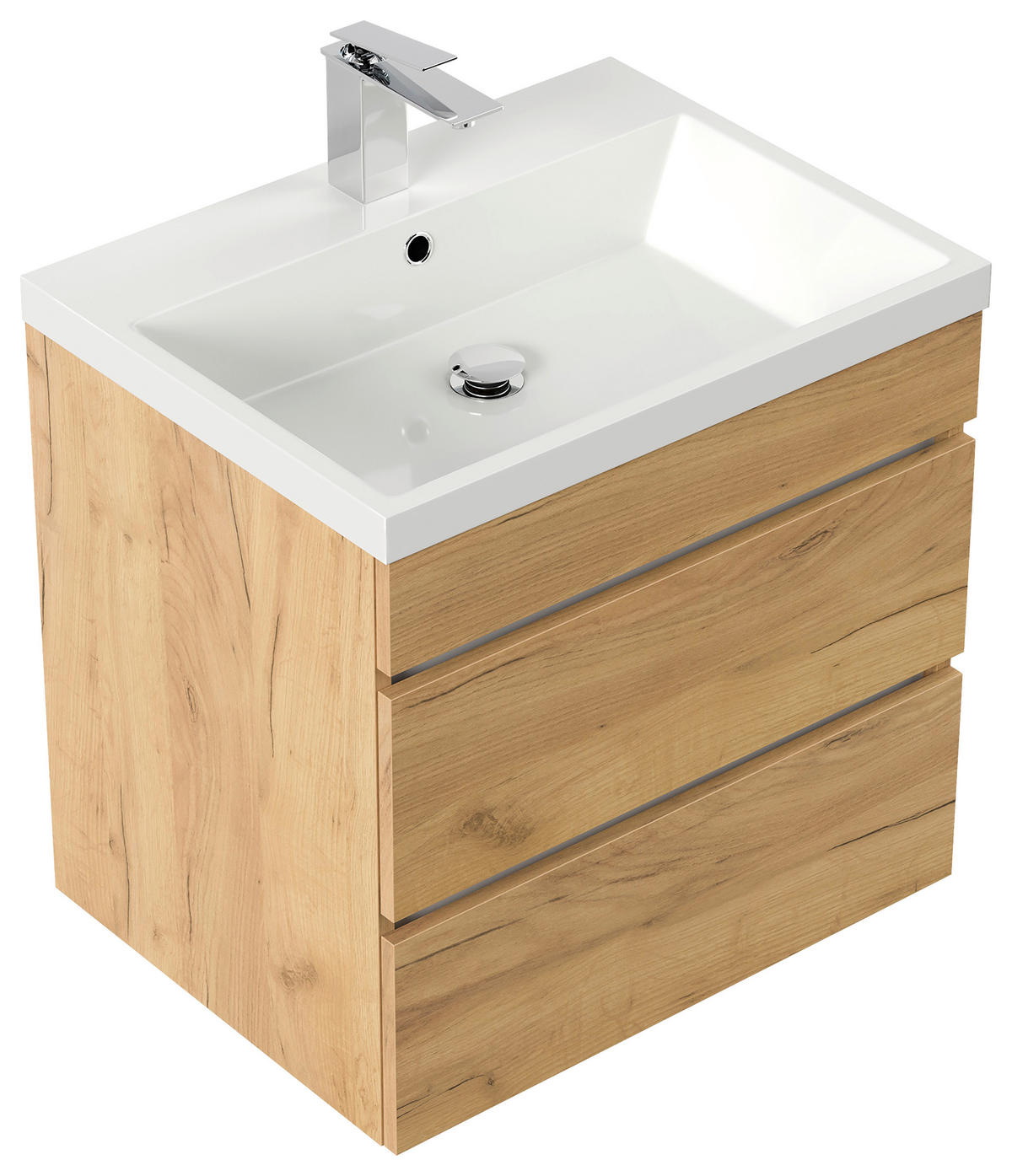 WASCHTISCHKOMBI 60 cm  - Eichefarben/Weiß, Basics, Keramik/Holzwerkstoff (60cm) - MID.YOU