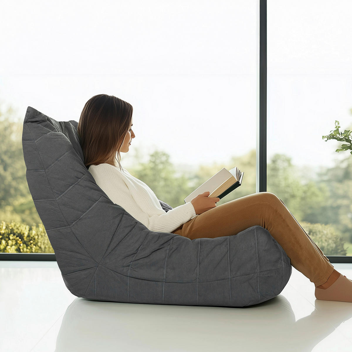 LOUNGESESSEL Cord Grau    - Grau, MODERN, Textil (90/72/100cm) - MID.YOU