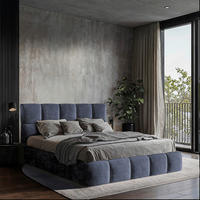 POLSTERBETT 180/200 cm,  in Blaugrau, gepolstertes Kopfteil, Lattenrost, Bettkasten,  - Blaugrau/Schwarz, MODERN, Holz/Holzwerkstoff (180/200cm) - MID.YOU