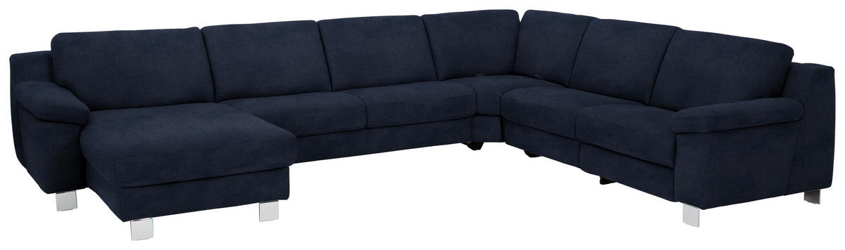WOHNLANDSCHAFT in Mikrofaser Blau  - Chromfarben/Blau, Design, Textil/Metall (166/364/278cm) - Valdera
