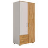 DREHTÜRENSCHRANK 2-türig Eiche massiv Eichefarben, Hellgrau  - Eichefarben/Silberfarben, KONVENTIONELL, Holz/Holzwerkstoff (98/212/60cm) - Cantus