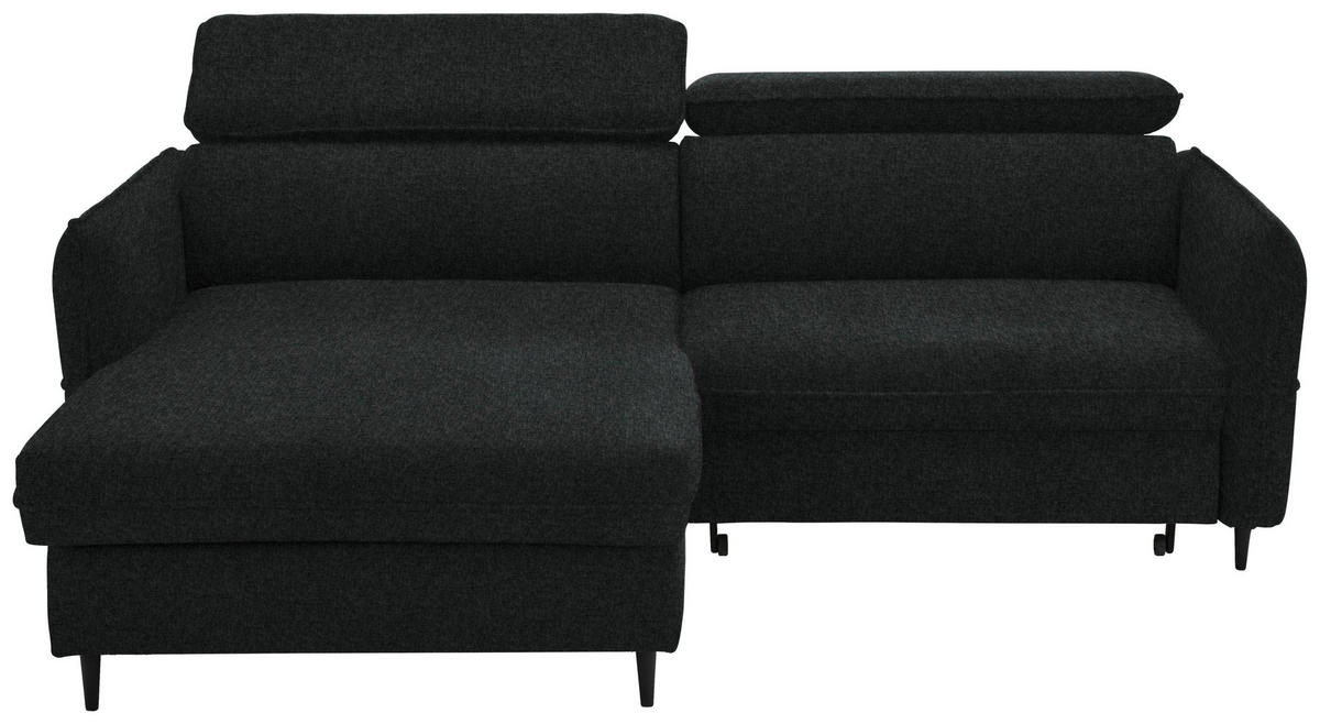 ECKSOFA in Samt Schwarz  - Schwarz, Design, Holz/Textil (185/232cm) - Stylife