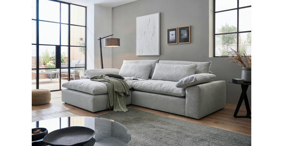 ECKSOFA  in Webstoff Grau Rückenkissen, Nierenkissen, Armlehnenkissen, Rücken echt  198/306 cm  - Schwarz/Grau, MODERN, Kunststoff/Textil (198/306cm) - Carryhome
