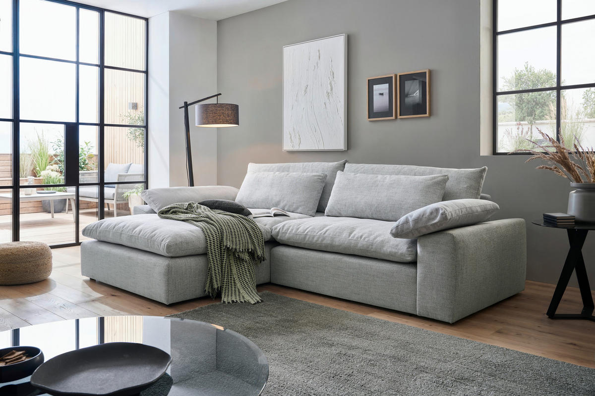 ECKSOFA  in Webstoff Grau  198/306 cm  - Schwarz/Grau, MODERN, Kunststoff/Textil (198/306cm) - Carryhome