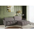 ECKSOFA Taupe Flachgewebe Rücken echt, Kopfteilverstellung, Sitztiefenverstellung  - Taupe/Schwarz, KONVENTIONELL, Textil/Metall (272/175cm) - Carryhome