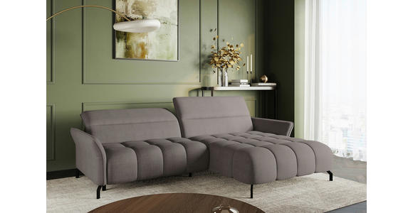 ECKSOFA Taupe Flachgewebe Rücken echt, Kopfteilverstellung, Sitztiefenverstellung  - Taupe/Schwarz, KONVENTIONELL, Textil/Metall (272/175cm) - Carryhome