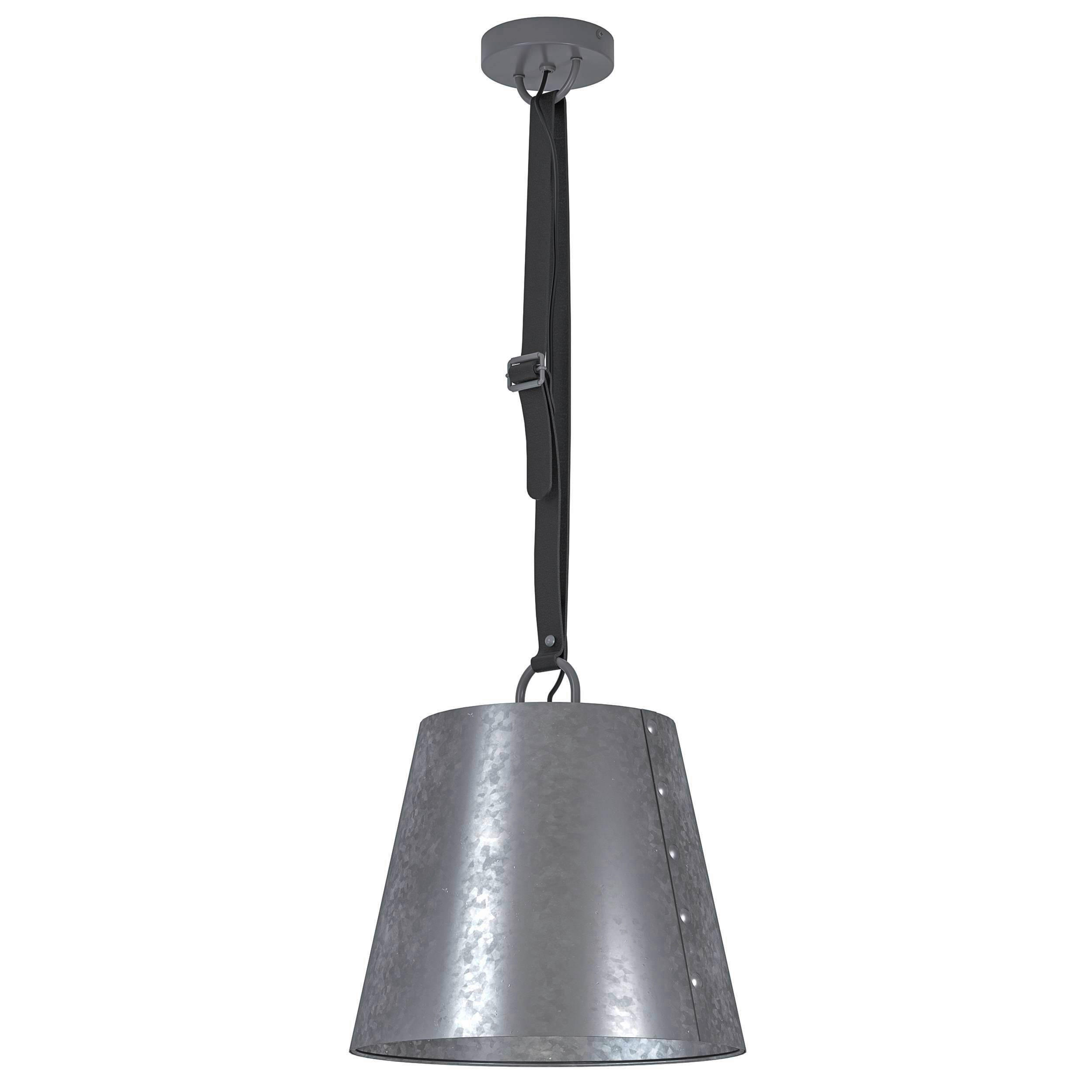 HÄNGLAMPA Chertsey 33,5/110 cm  - svart/zinkfärgad, Basics, metall/läder (33,5/110cm) - Eglo