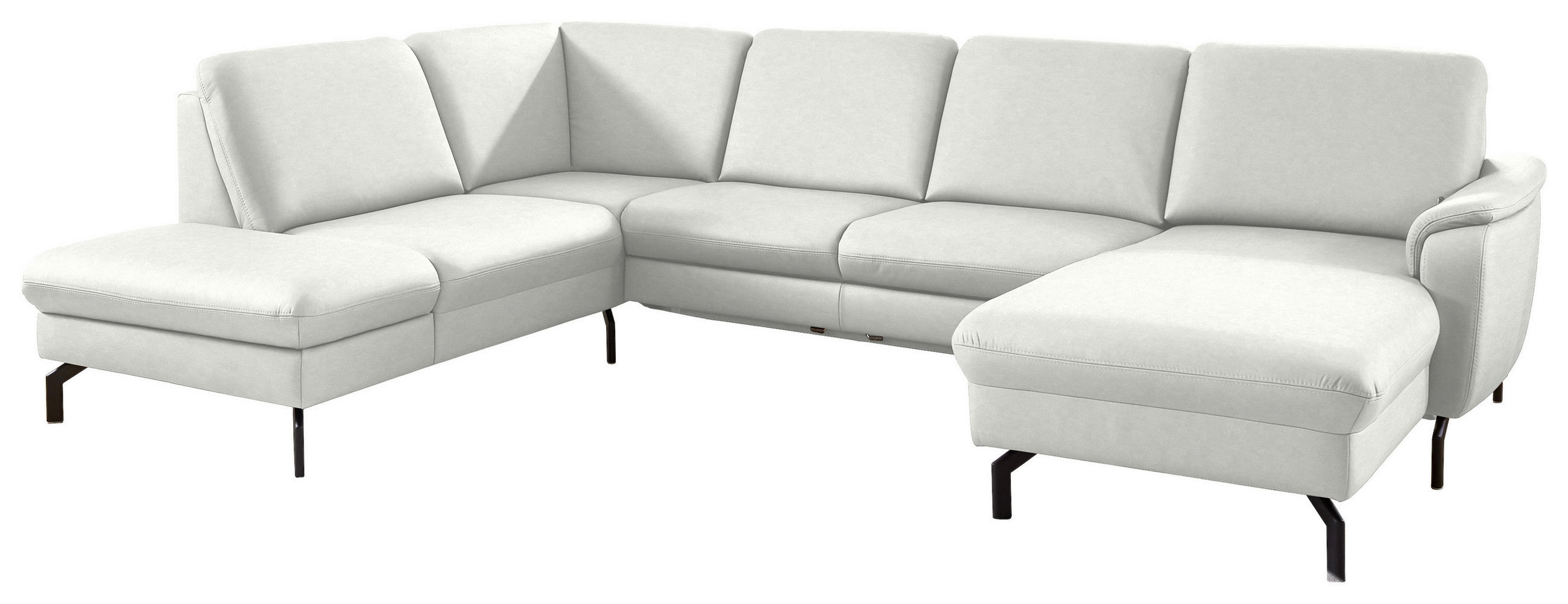 WOHNLANDSCHAFT Beldomo premium in Echtleder Weiß  - Schwarz/Weiß, KONVENTIONELL, Leder/Metall (224/306/168cm) - Beldomo Premium