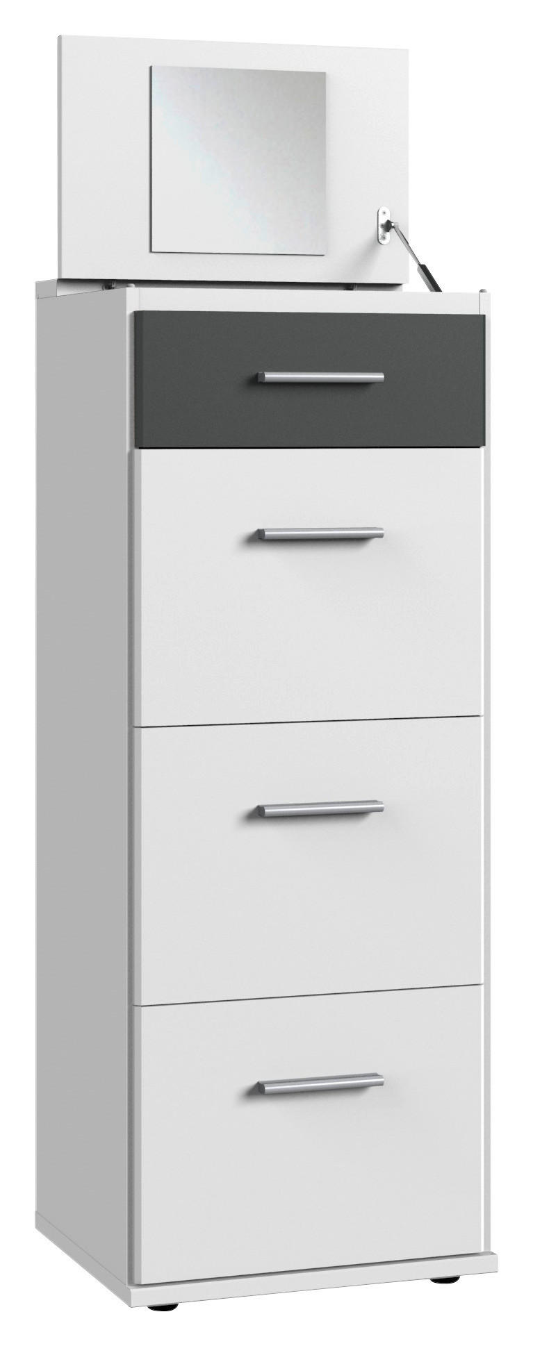 BYRÅ 46/121/40 cm  - vit/aluminiumfärg, Klassisk, trämaterial/plast (46/121/40cm) - Carryhome
