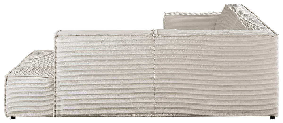 ECKSOFA in Cord Weiss  - Weiss/Schwarz, Konventionell, Kunststoff/Textil (254/224cm) - Hom`in