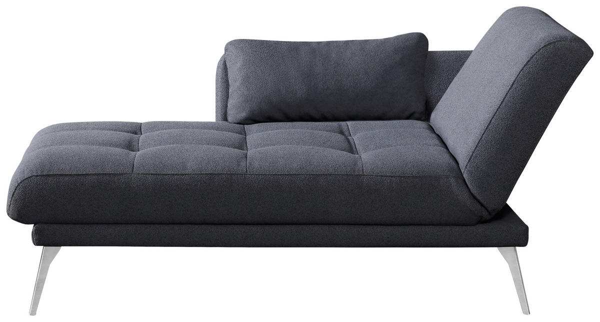 RÉCAMIERE in Dunkelgrau  - Chromfarben/Dunkelgrau, Konventionell, Textil/Metall (200/85/106cm) - Novel