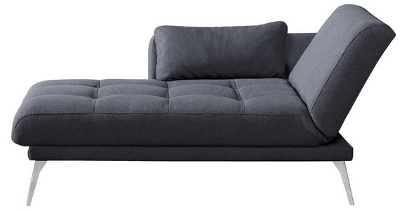RÉCAMIERE Dunkelgrau - Chromfarben/Dunkelgrau, KONVENTIONELL, Textil/Metall (200/85/106cm) - Novel